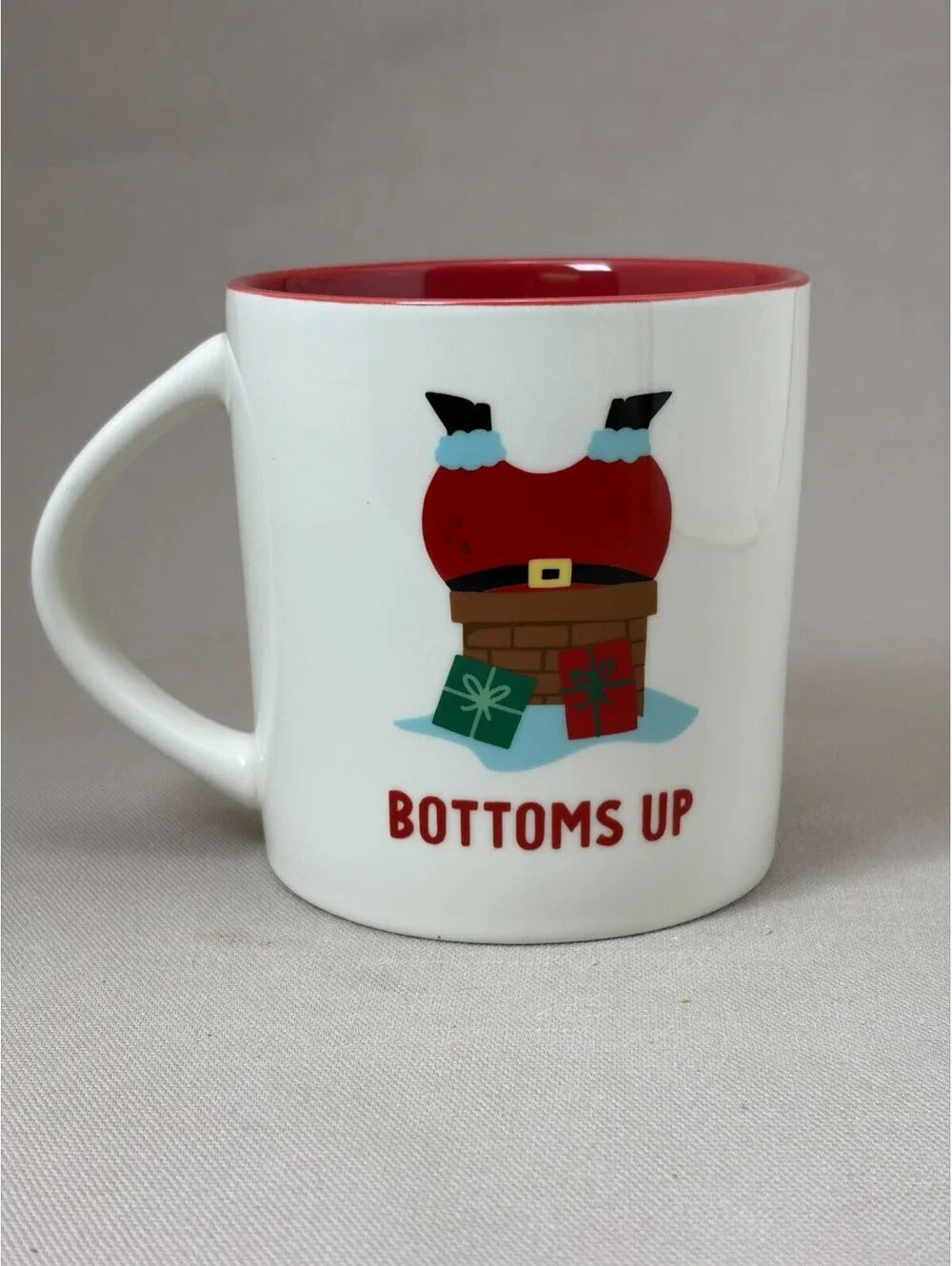 Target Wondershop Bottoms Up Santa Chimney Christmas Coffee Mug Red White 15oz